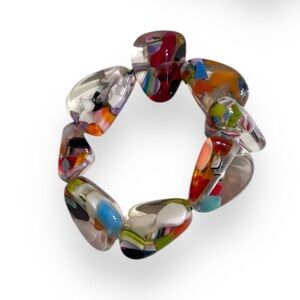 JACKIE BRAZIL “Diamonds” Cascade Flintstone Bone Resin  Bracelet